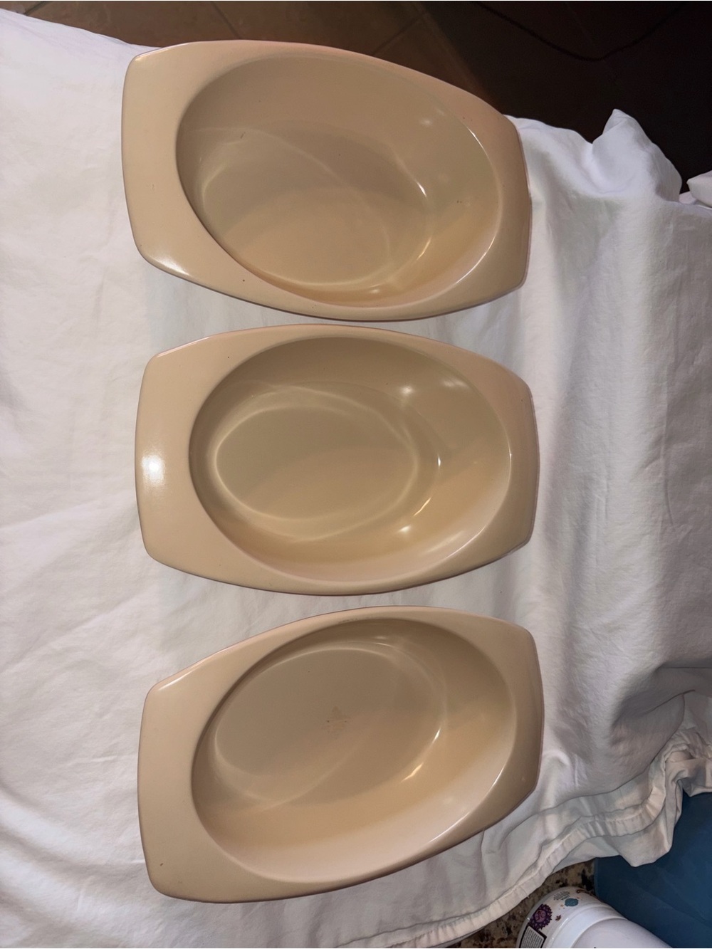 Vintage HTF Prolon set of 3 Melamine Oval AuGratin Handled Dishes MCM